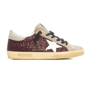 Golden Goose burgundy sparkle sneakers. Size 39
